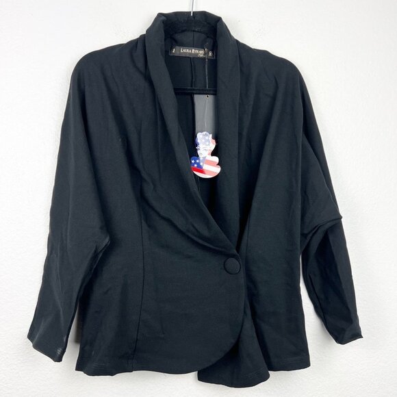 LAURA BYRNE Asymmetrical One Button Ponte Blazer, Pin Up Girl, Black, 2X, NWT! - Picture 1 of 7